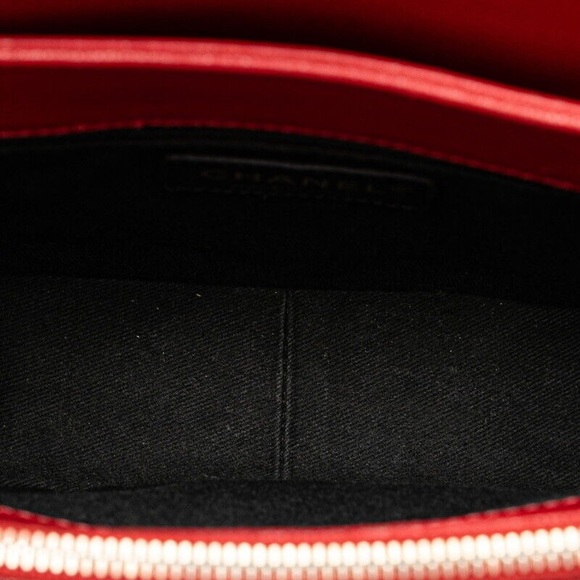 CHANEL COCO MARK Handbag Shoulder Bag 2WAY Red Leather 240621N - Picture 1 of 5